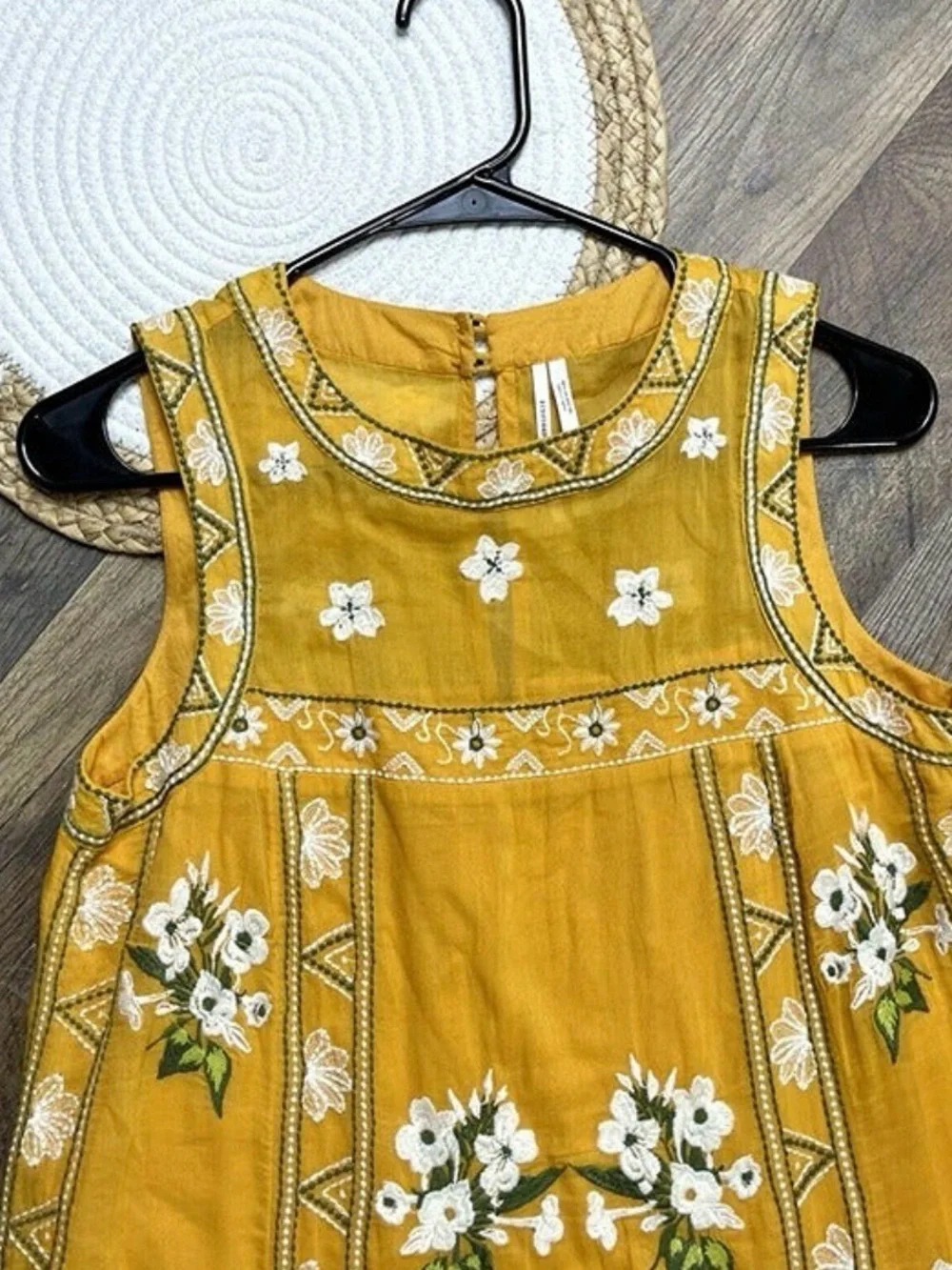 Anthropologie Shana Yellow Sleeveless Embroidered Swing Dress Womens Size 2 - Picture 2 of 10